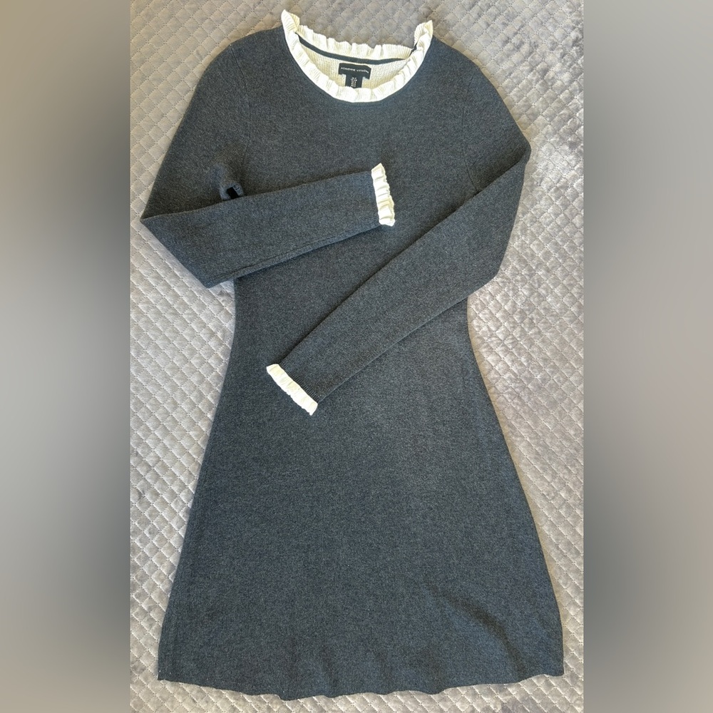 Adrienne Vittadini Soft Knit Ruffle Neck Dress – Size S